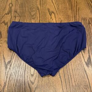 Lands End Solid Blue Bikini Bottom Mid Rise Plus Size 20W Brief Banded Waist